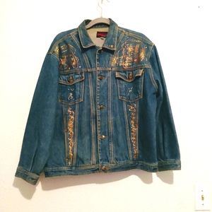 Sun Belt Embroidered Denim Jean Jacket sz M